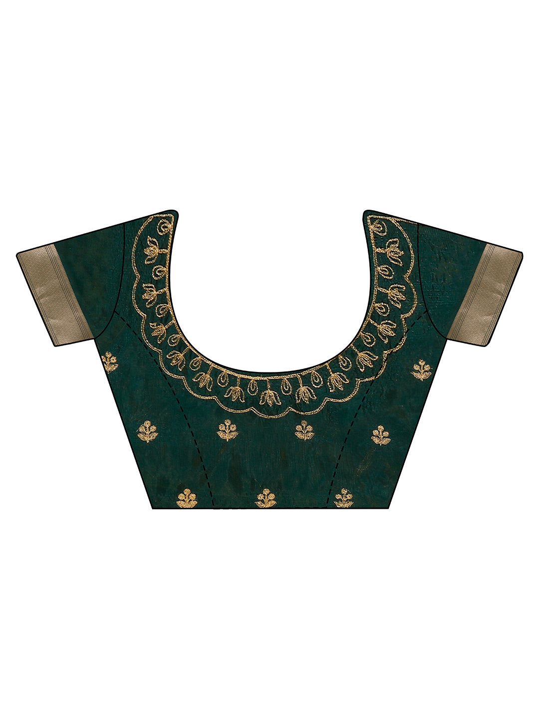 Tikhi Imli Olive Floral Embroidered Zari Organza Saree | Swadesiicart