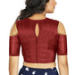 Aastha Fashion Women's Maroon Art Silk Cold Shoulder Sleeve Readymade Blouse