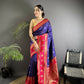 Joban Fashion Navy Blue Banarasi Soft Silk Woven Butti Saree | Swadesiicart