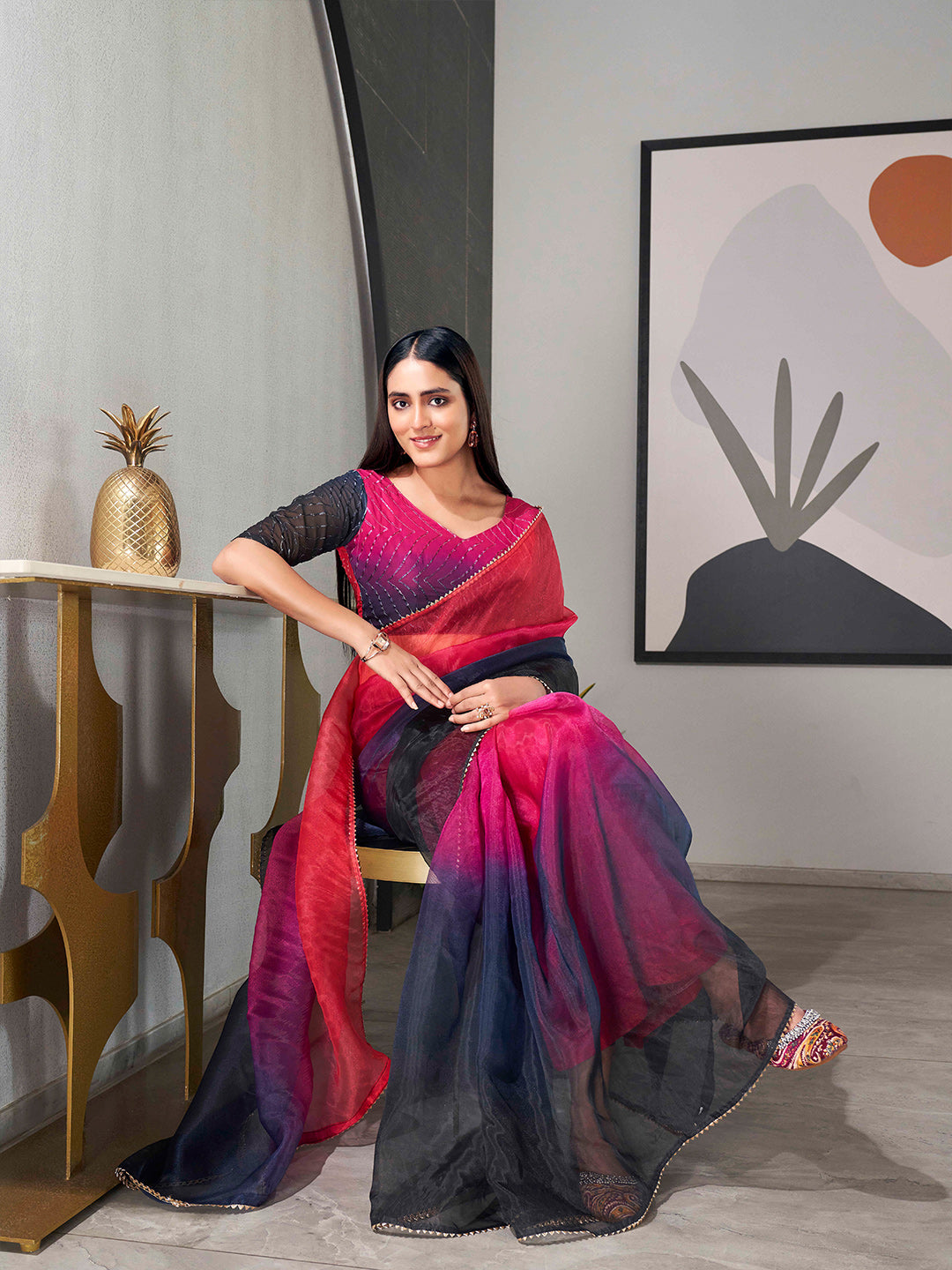 Tikhi Imli Organza Saree | Swadesiicart