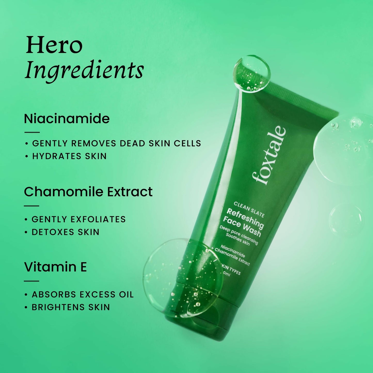 Foxtale Refreshing Face Wash For Deep Cleansing with Niacinamide - Hydrates & Brightens Skin - Swadesiicart