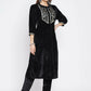 Women Republic Black Velvet Embroidered Kurta With Pants | Swadesiicart