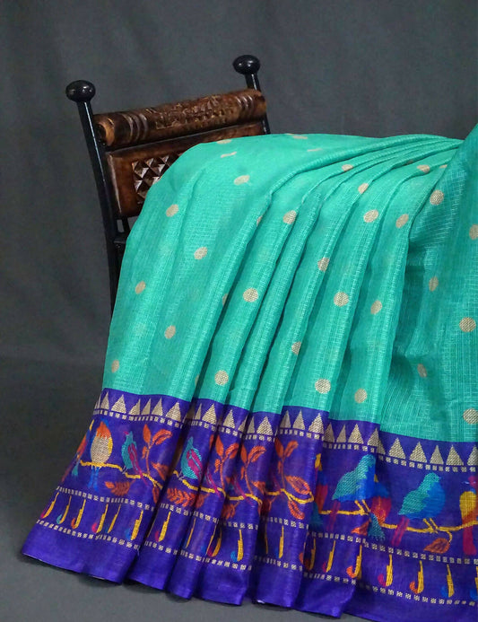 Sea Green Colored with Buttes Semi Silk Kota Saree By Gayathri Reddy Designer Studio | Swadesiicart
