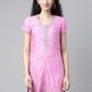 Souchii Pink Embroidered Pastels Kurta - Swadesiicart
