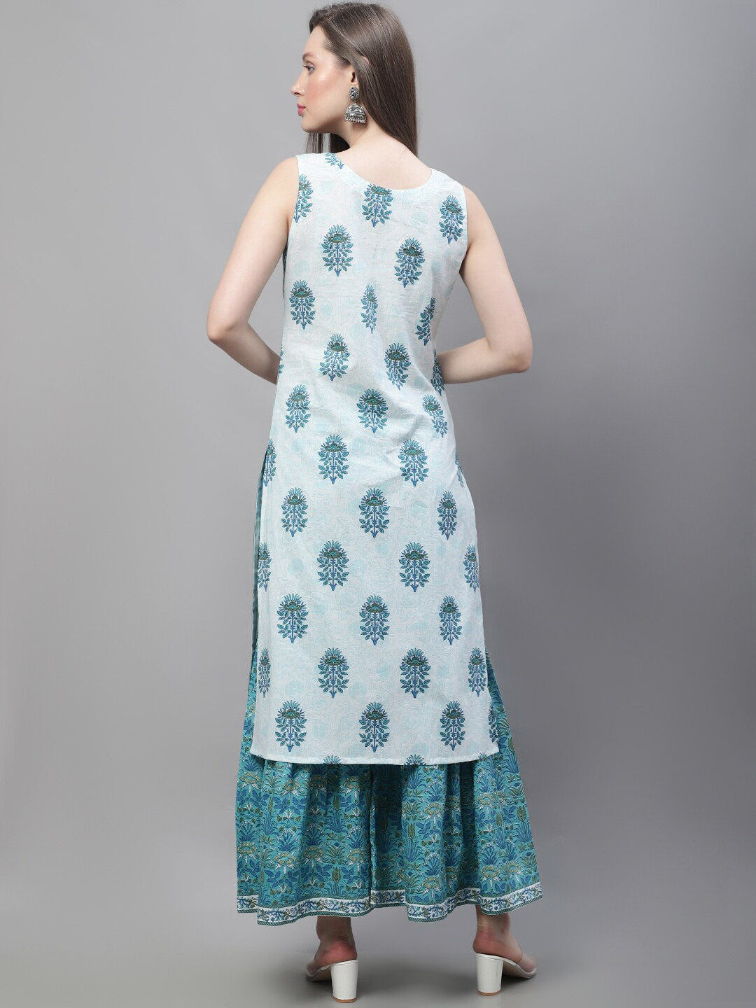 Kalini Ethnic Motifs Printed Regular Pure Cotton Kurta with Sharara | Swadesiicart