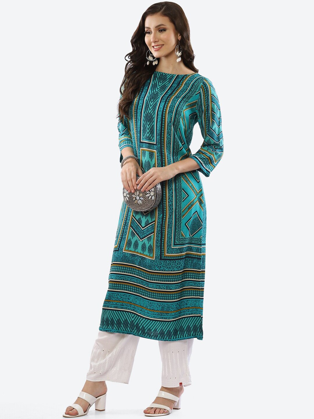 Biba Women Geometric Printed Kurta - Swadesiicart