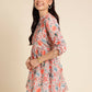 Orange Poly Rayon Digital Printed A-line Top - Tarini - Swadesiicart