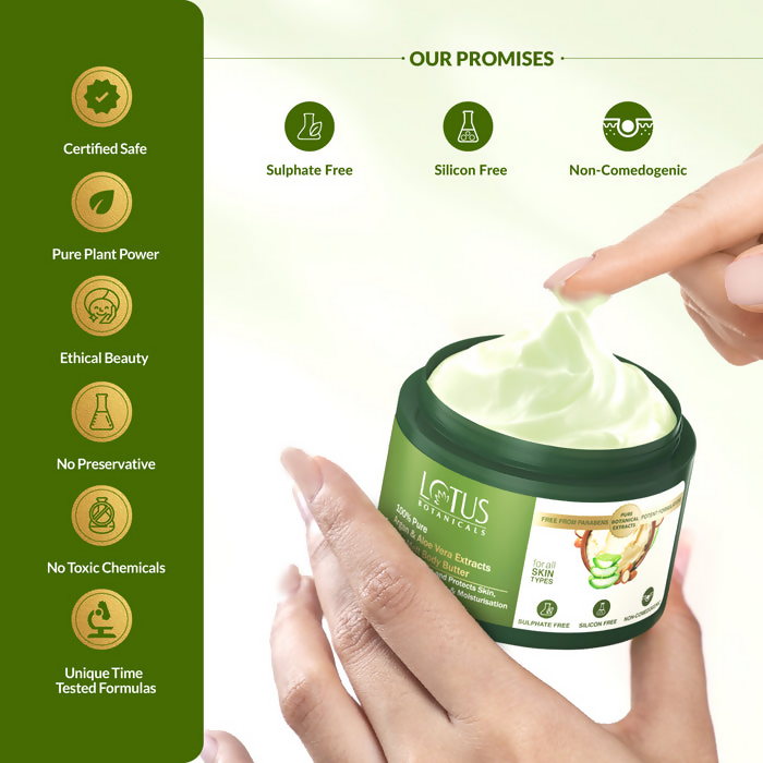 Lotus Botanicals 100% Pure Argan & Aloe Vera Extracts HydraMelt Body Butter | Swadesiicart