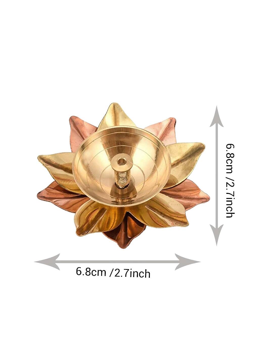Tied Ribbons Gold-toned & Rose Gold-Toned 4 Pieces Antique Lotus Akhand Brass Diyas | Swadesiicart