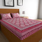 Urban Magic Pink Printed Cotton 104 TC King Bedsheet with 2 Pillow Covers - Swadesiicart