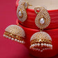Anikas Creation Off-White & Gold-Polished Contemporary Jhumkas