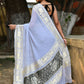 Joban Fashion Silver Crepe Chiffon Pure Handloom Banarasi Silk Saree | Swadesiicart