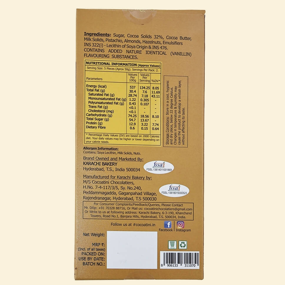 Cocoatini 32% Cocoa Milk Chocolate With Mixed Nuts - Swadesiicart