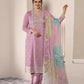 Anaita Purple Moonga Silk Stitched Suit with Embroidery Sequence Work