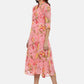 Souchii Women Pink Floral Printed A-Line Dress - Swadesiicart