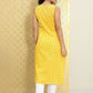 Ode by House of Pataudi Women Yellow Ethnic Motifs Printed Rozana Straight Kurta - Swadesiicart
