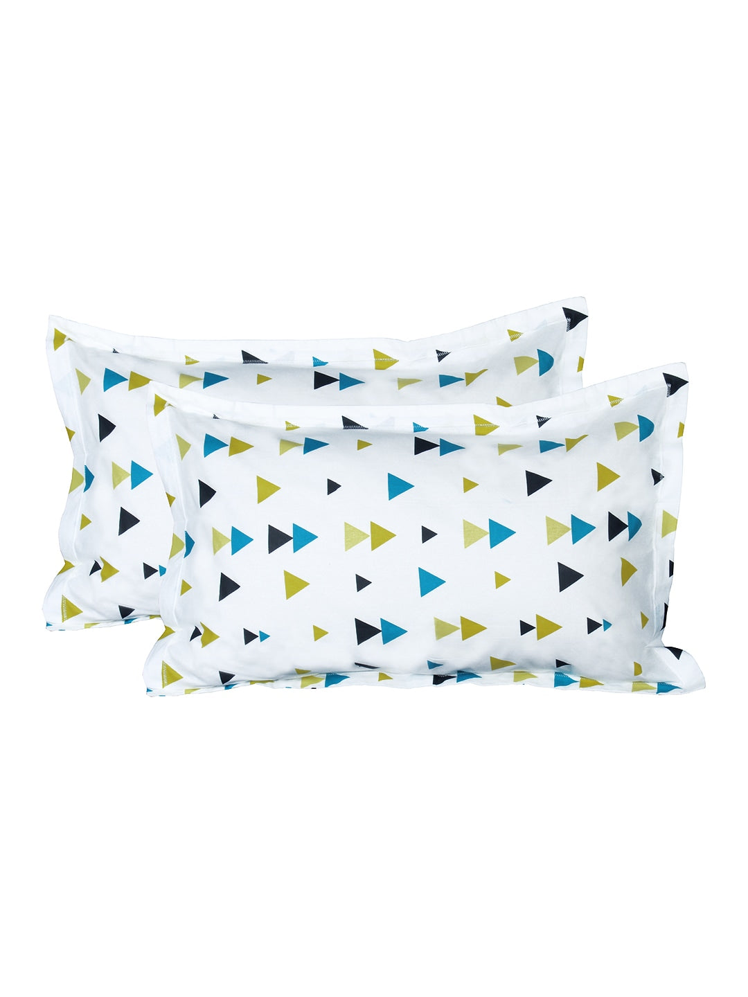 Story@home Ventura Green Geometric 152 TC Cotton Queen Bedsheet With 2 Pillow Covers - Swadesiicart