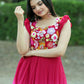 Jyoti Fashion Women's Pink Sequins Embroidery Faux Blooming Anarkali Dress | Swadesiicart