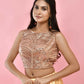 Amodini Designer Studio Copper Gold Sequined Pearl Sleeveless Padded Blouse