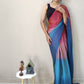 Mitera Pink & Blue Ombre Ready To Wear Saree | Swadesiicart
