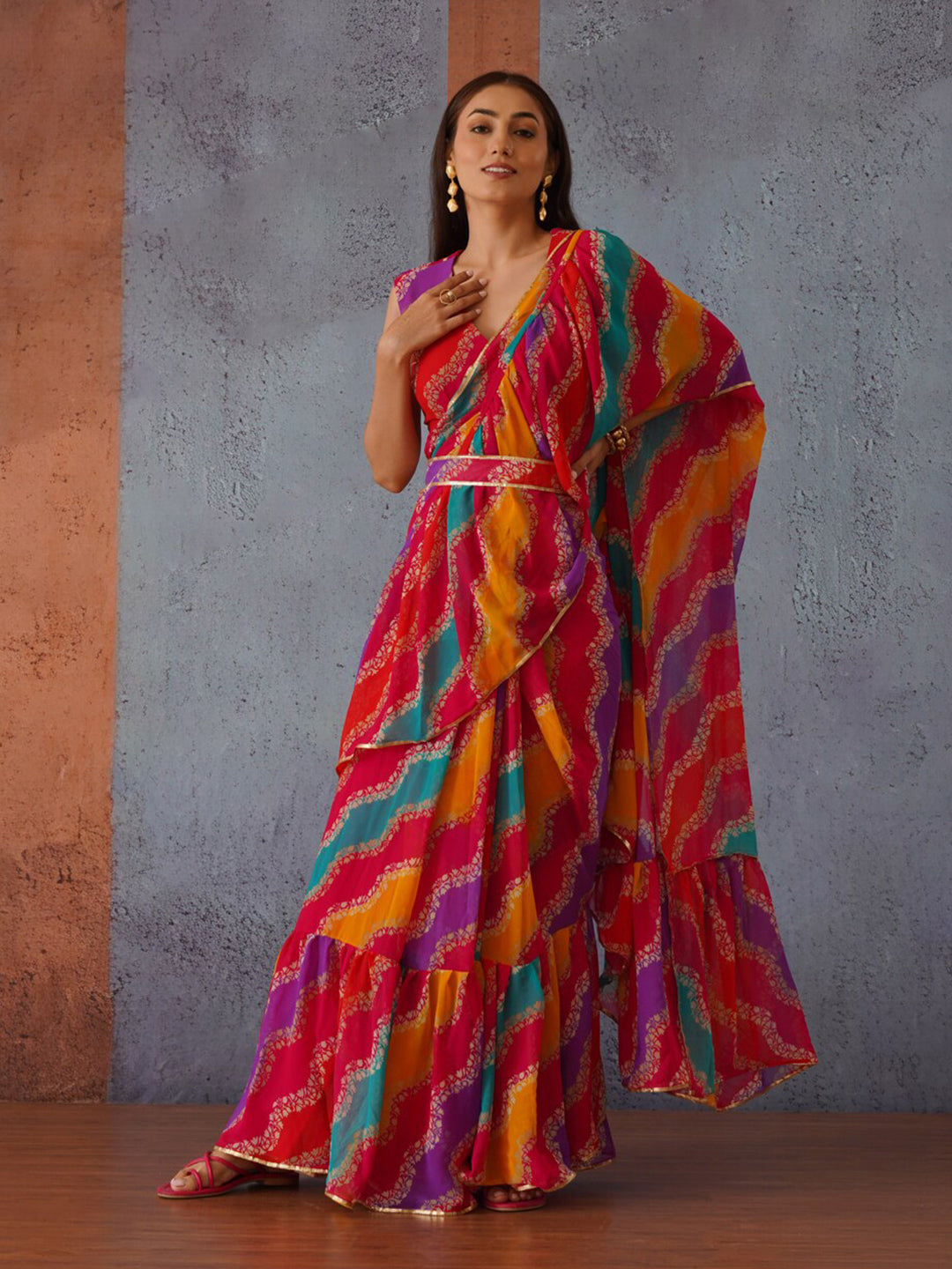 Tikhi Imli Leheriya Gotta Patti Saree | Swadesiicart