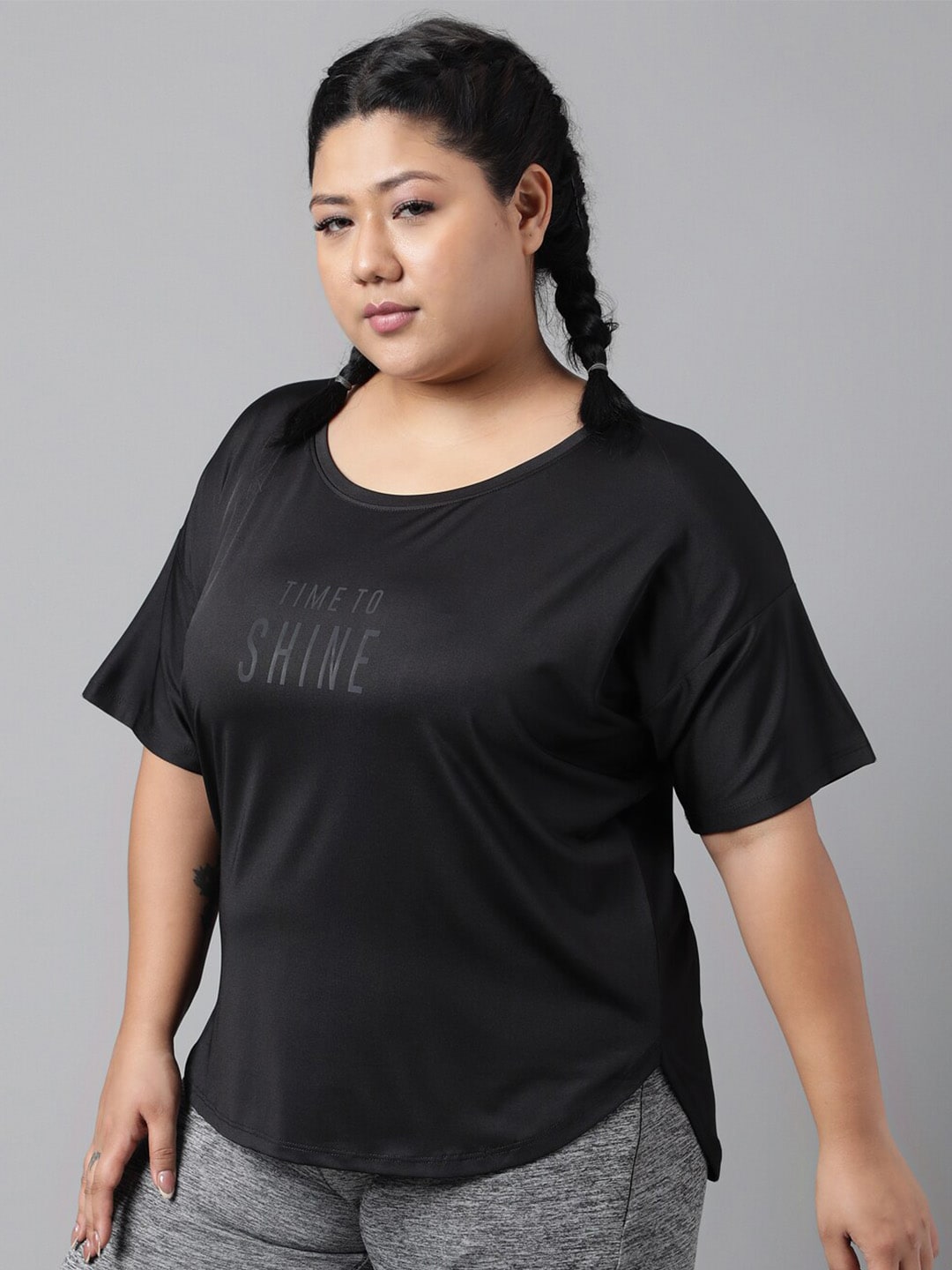 MKH Plus Size Typography Printed Dri-FIT Sports T-Shirt - Swadesiicart
