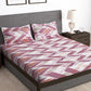 Story@home Arena Pink & White Geometric Printed 180 TC Bedsheet & Pillow Covers