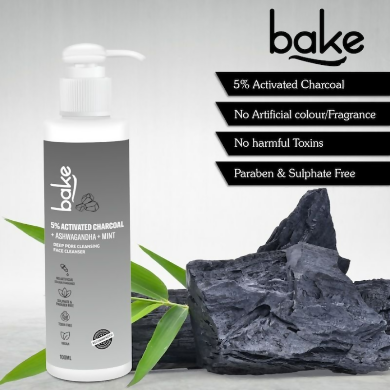 Bake 5% Activated Charcoal Face Cleanser | Swadesiicart