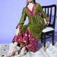 InWeave Women's Olive Wine Brocade Mughal Shaan Kurta Palazzo Set - Swadesiicart
