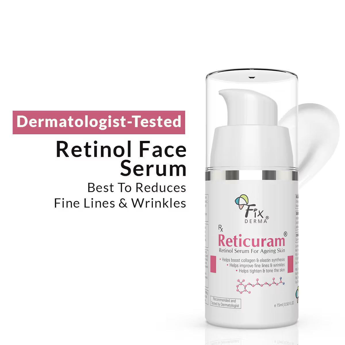 Fixderma 0.05% Pure Retinol Reticuram Face Serum For Anti Aging Skin - Swadesiicart