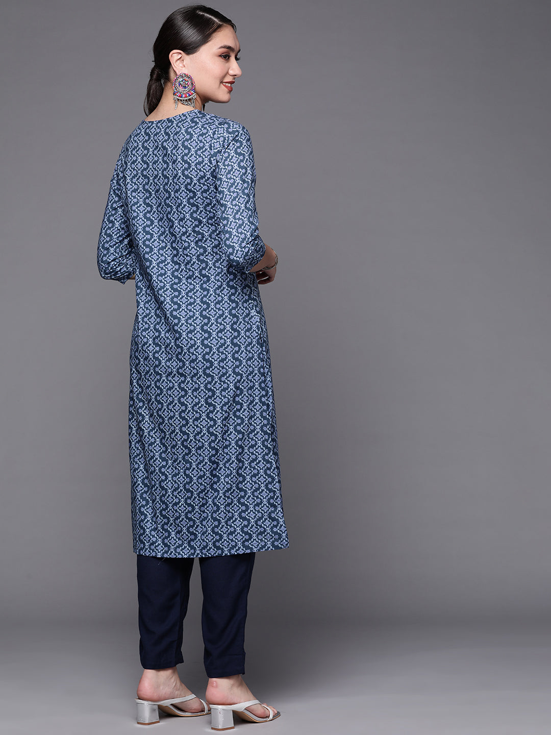 Biba Women Blue Pure Cotton Printed Straight Kurta - Swadesiicart