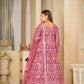 Jyoti Fashion Women's Gajri Net Embroidered Anarkali Kurta Pant Set With Dupatta | Swadesiicart