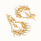 Nuyug 22K Gold Plated Kundan Studded Contemporary Shaped Pearl Drop Chandbalis | Swadesiicart