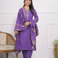 Purple Viscose Silk Embroidery with Thread and sequence Stitched Suit With Dupatta - Tanisha | Swadesiicart