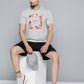 Alcis Men Grey Melange Typography Printed Slim Fit Gym T-shirt | Swadesiicart