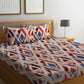 BOMBAY DYEING Marigold Brown Geometric Cotton 104 TC King Bedsheet & 2 Pillow Covers - Swadesiicart