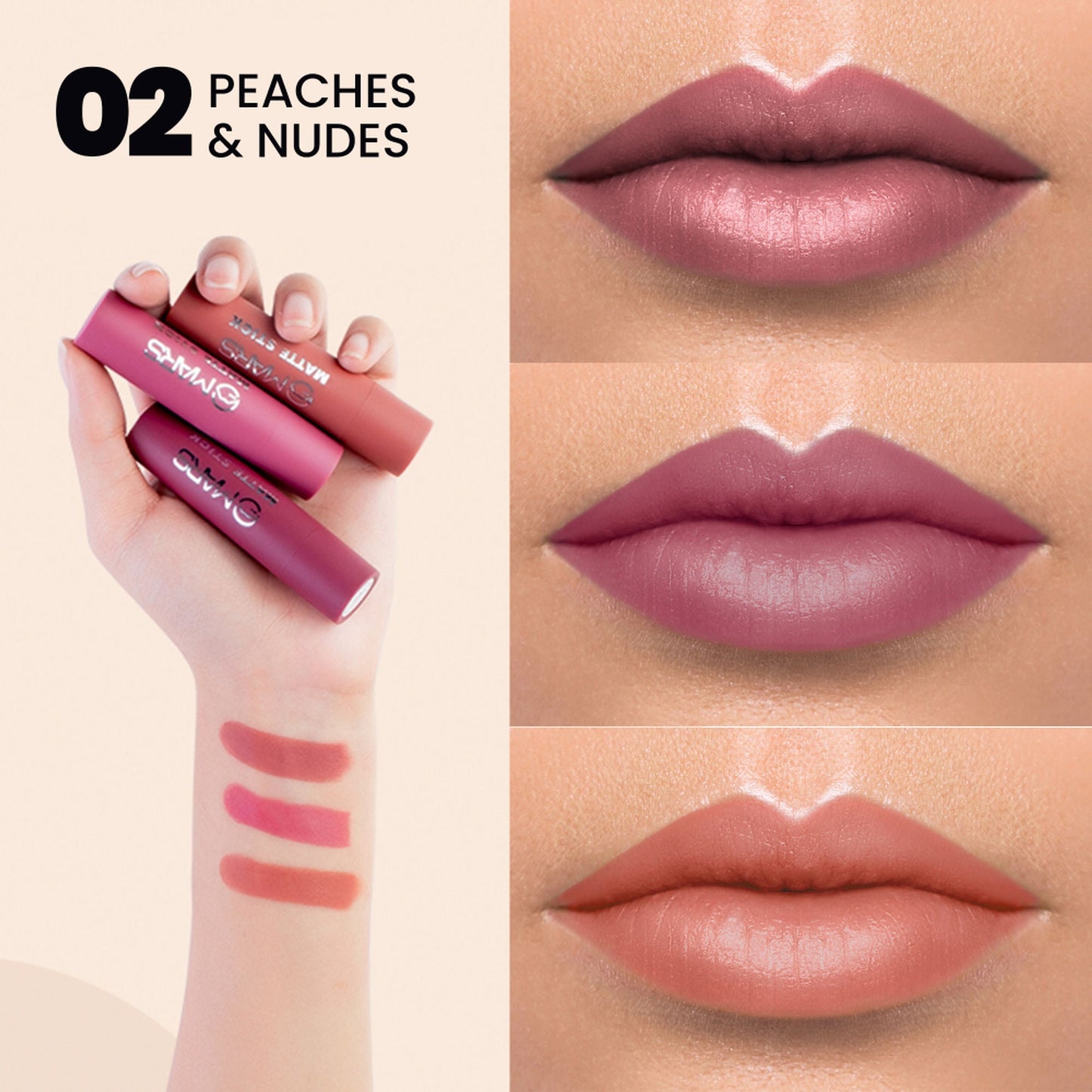MARS Cosmetics Matte Lipsticks Box - 02 Peaches and Nudes - Swadesiicart