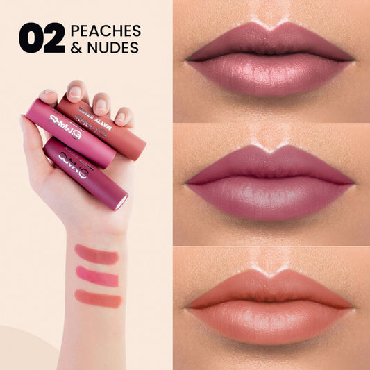MARS Cosmetics Matte Lipsticks Box - 02 Peaches and Nudes - Swadesiicart