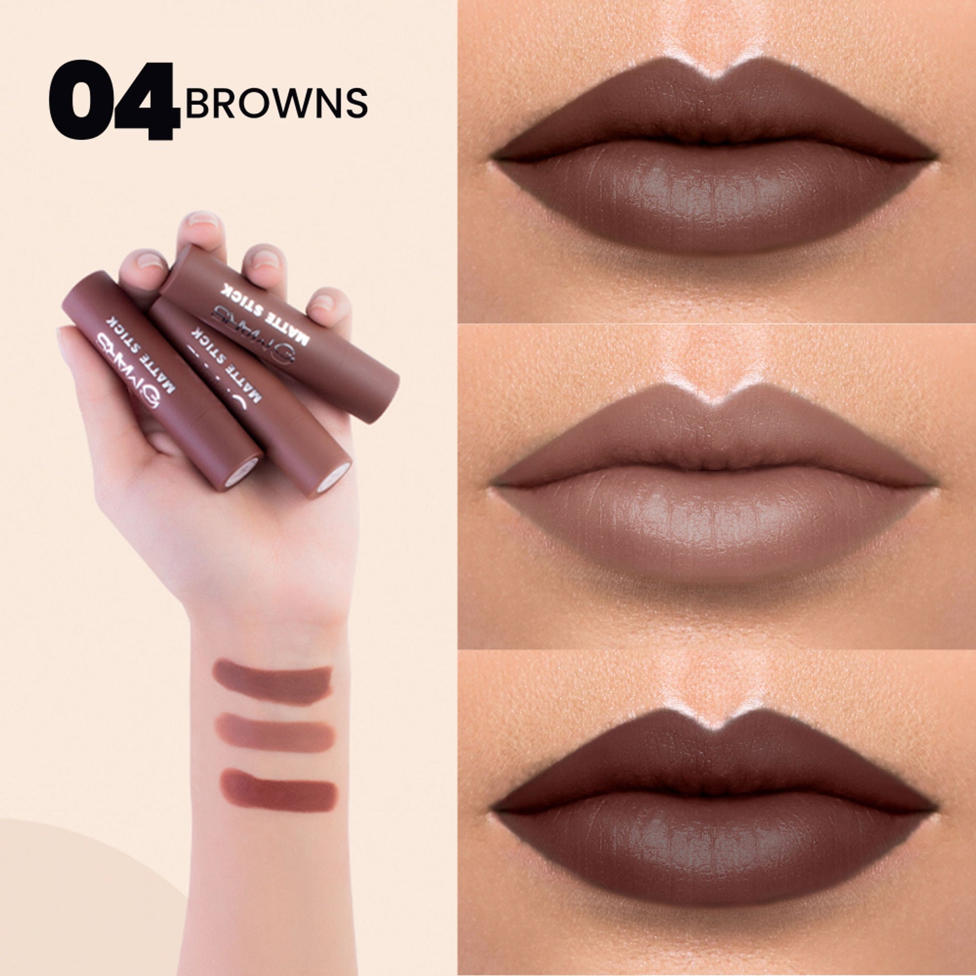 MARS Cosmetics Matte Lipsticks Box - 04 Browns - Swadesiicart