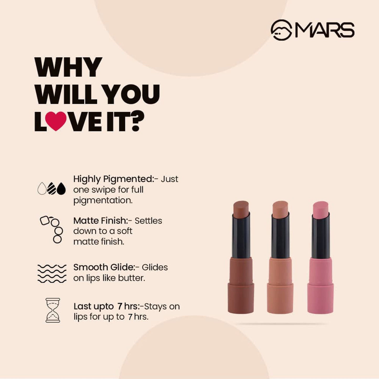 MARS Cosmetics Matte Lipsticks Box - Blushes Nudes - Swadesiicart