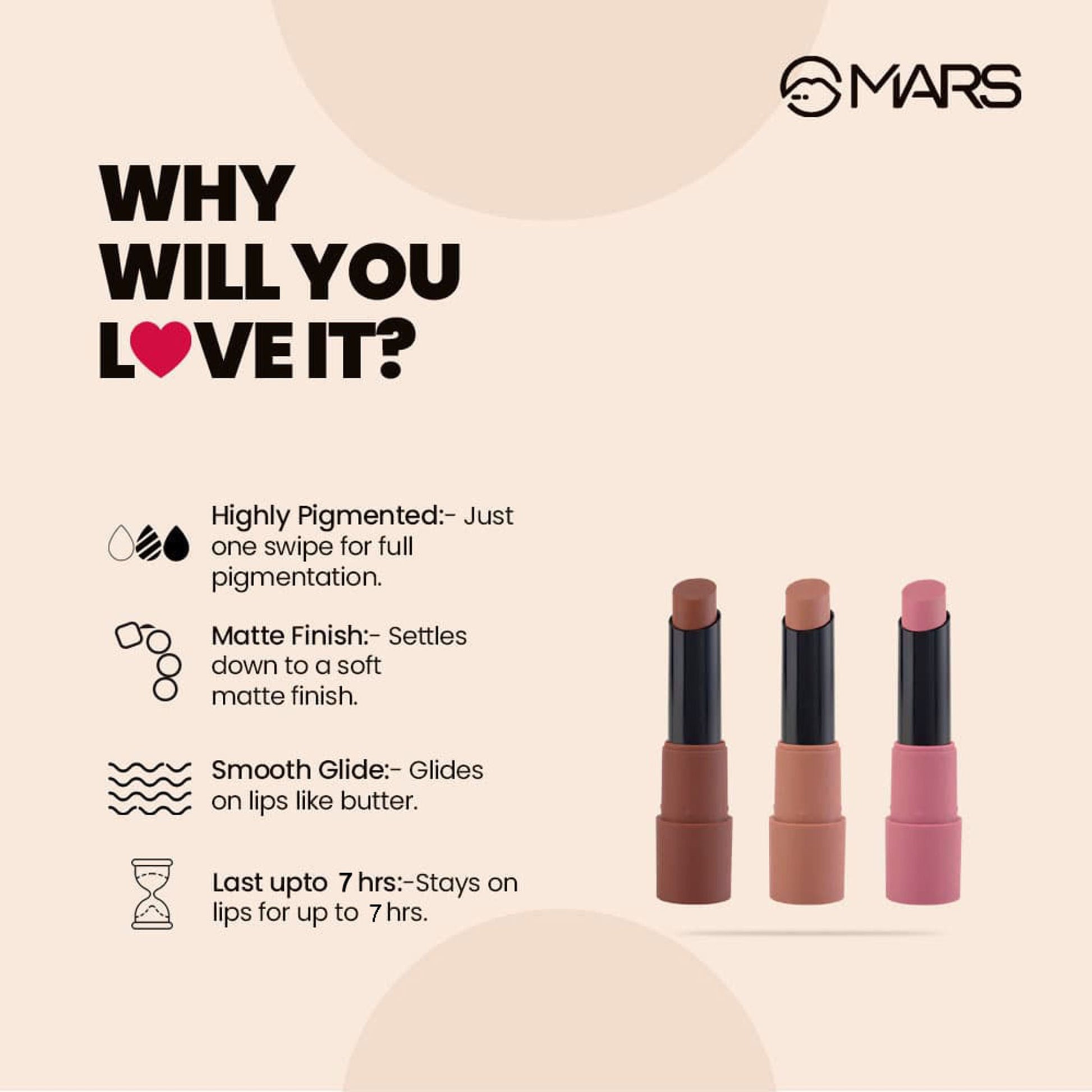MARS Cosmetics Matte Lipsticks Box - Blushes Nudes - Swadesiicart