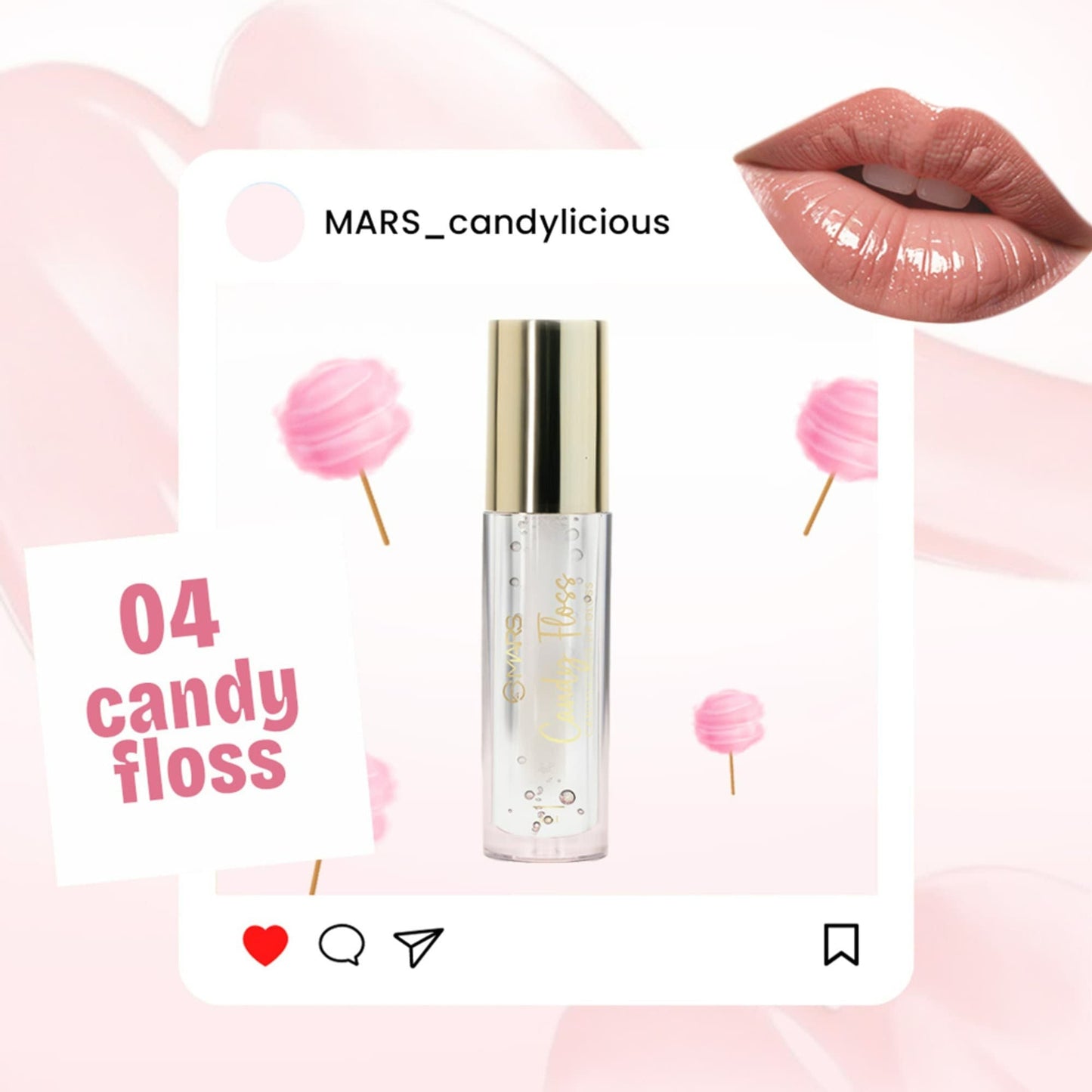 MARS Cosmetics Candylicious Colored Lip Gloss - Candy Floss - Swadesiicart