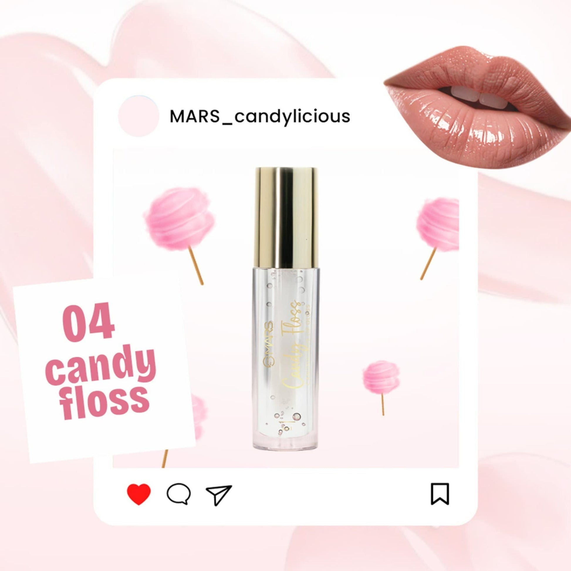 MARS Cosmetics Candylicious Colored Lip Gloss - Candy Floss - Swadesiicart