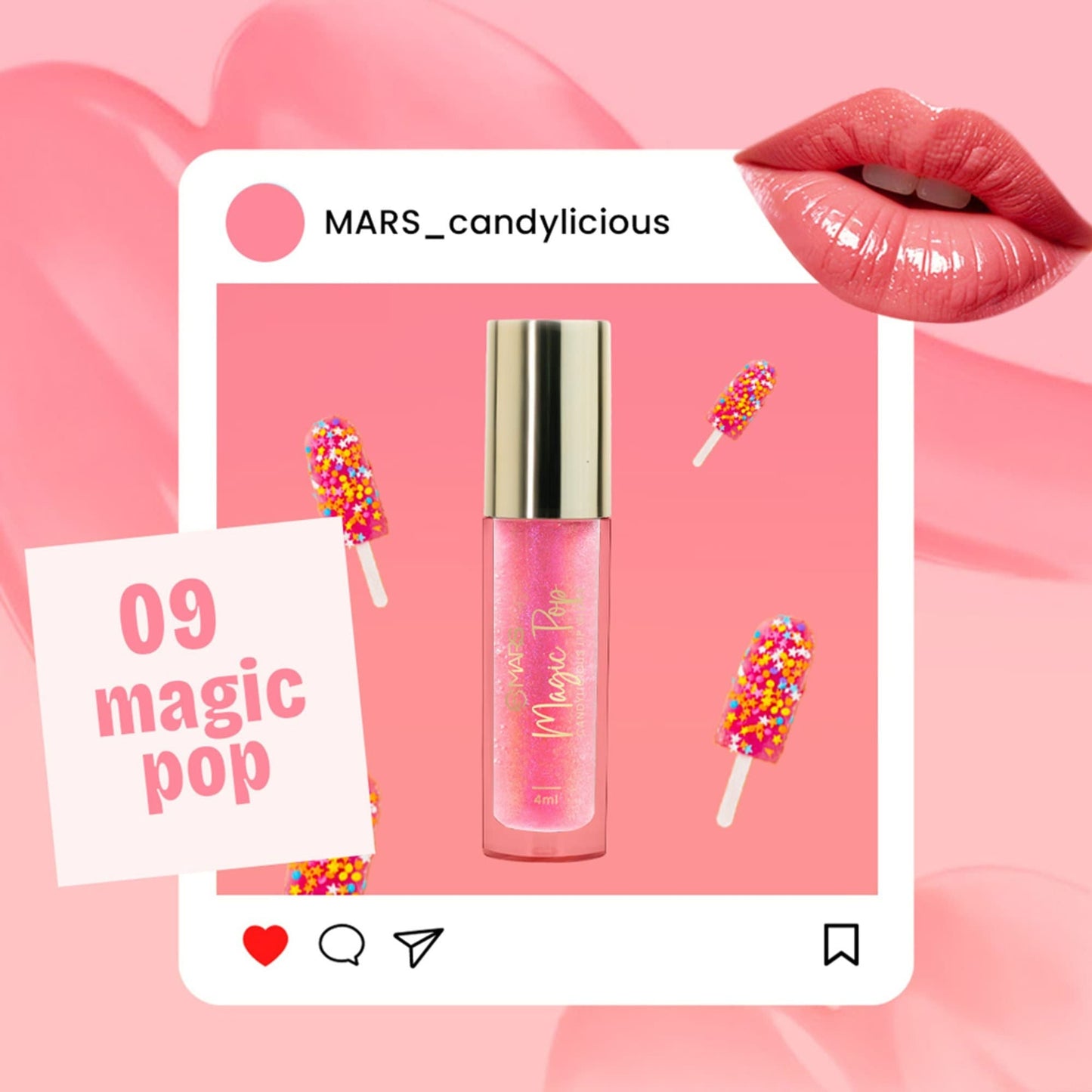 MARS Cosmetics Candylicious Colored Lip Gloss - Magic Pop - Swadesiicart