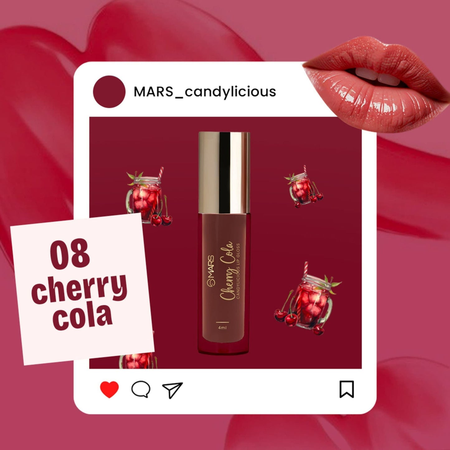 MARS Cosmetics Candylicious Colored Lip Gloss - Cherry Cola - Swadesiicart