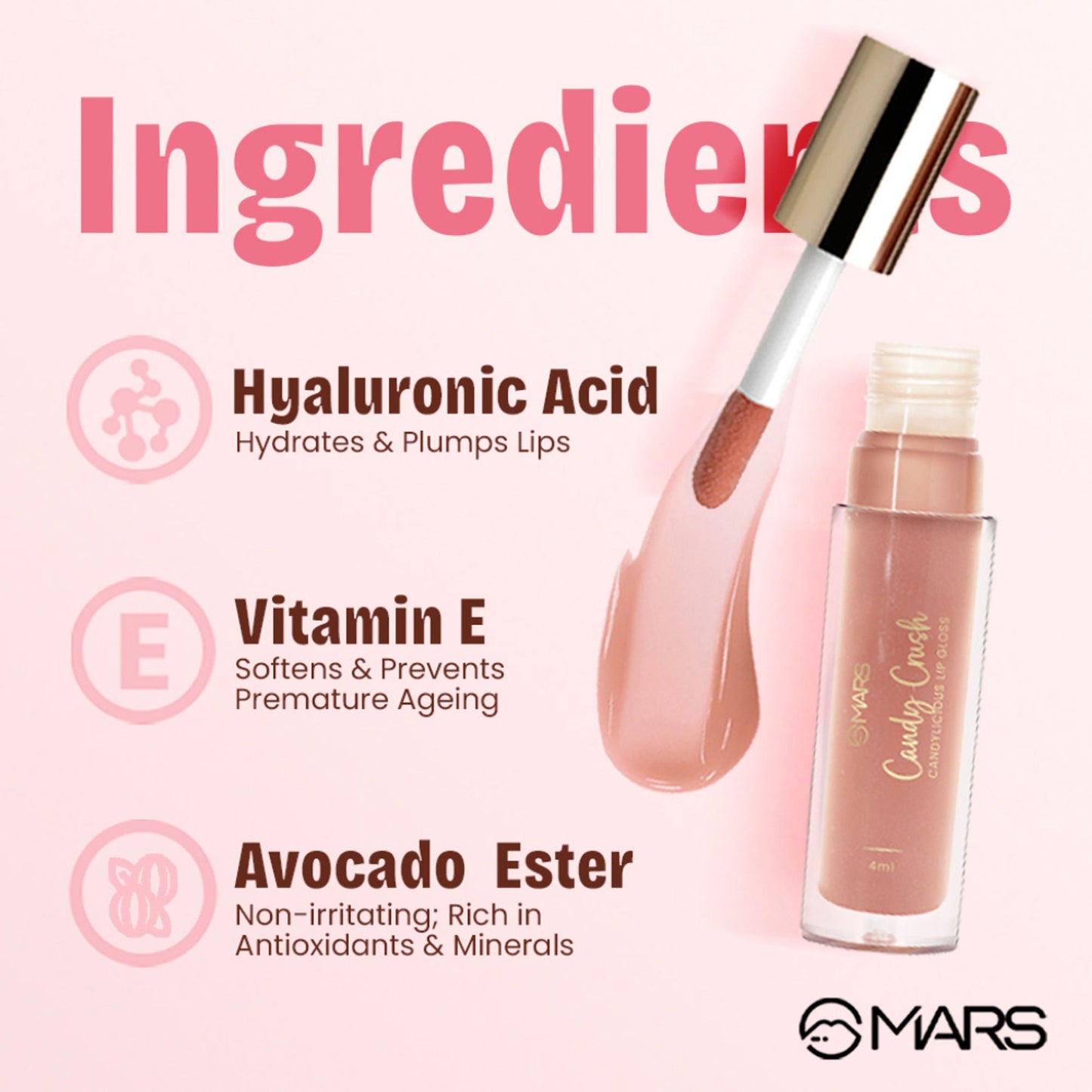 MARS Cosmetics Candylicious Colored Lip Gloss - Fuji Gum - Swadesiicart