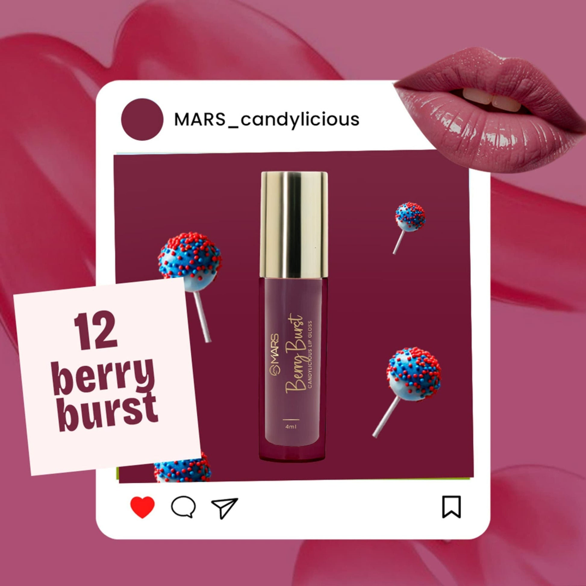 MARS Cosmetics Candylicious Colored Lip Gloss - Berry Burst - Swadesiicart
