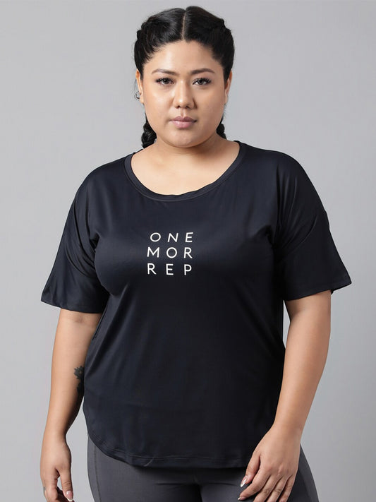MKH Plus Size Typography Printed Drop Shoulder Sleeves Dri-FIT Relaxed Fit Sports T-shirt - Swadesiicart
