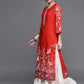Biba Women Red Floral Printed Extended Sleeves Kurta - Swadesiicart