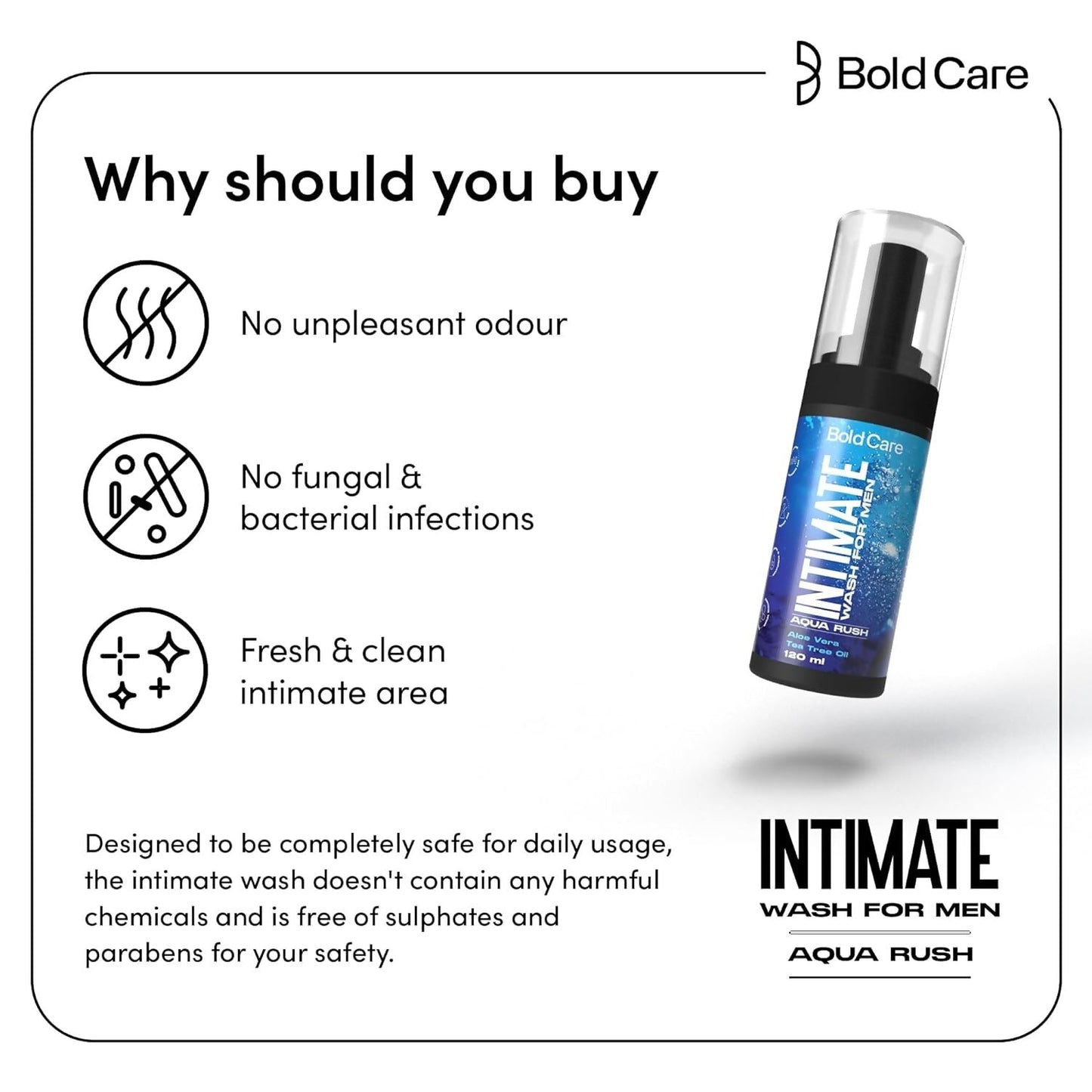 Bold Care Aqua Rush Intimate Wash for Men | Swadesiicart
